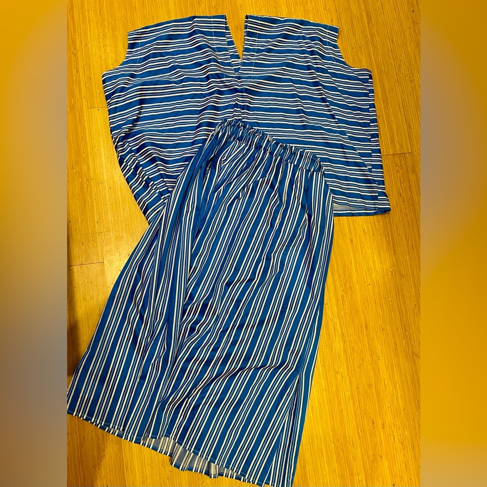 Atelier Delphine Blue and White Striped set Skirt/ Top S/Sz but v oversized